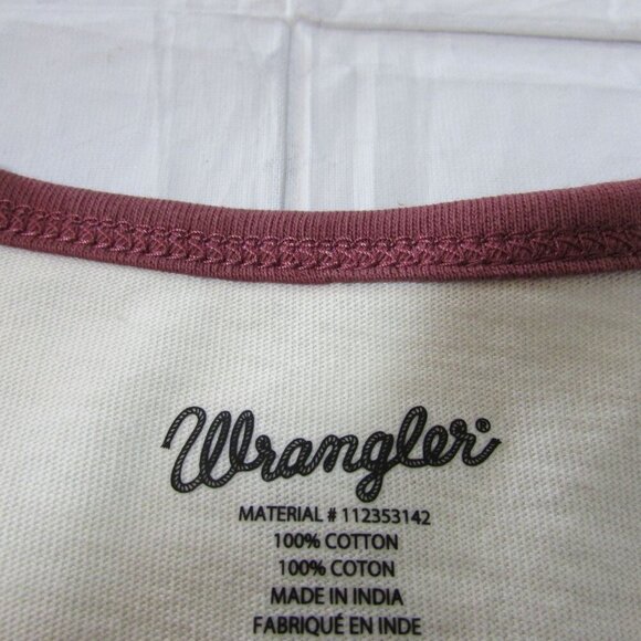 Wrangler Girl's Long Sleeve Desert Graphic Baseball T-Shirt Cream/Burgundy - Picture 3 of 3
